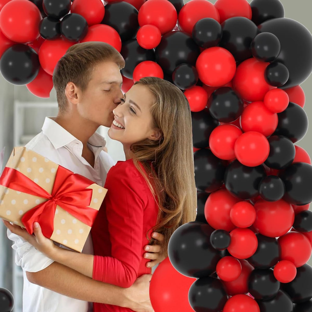 Skiennix Red and Black Balloon Garland Arch Kit - 122PCS Latex Balloons for Birthday, Wedding & Party Decor