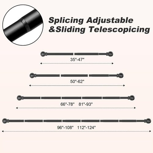 Black Curtain Rods by [Brand Name] - Adjustable 36"-48" Decorative Drapery Rod for Windows