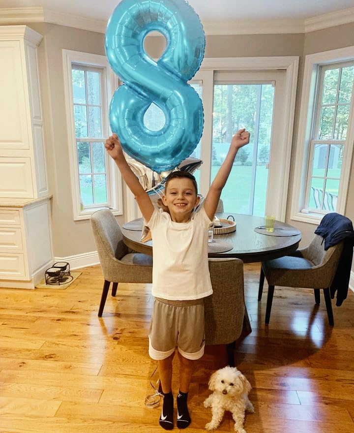 Pearlescent Blue Number 8 Balloon - 40 Inch Birthday Decoration for Boys & Girls | Party Supplies