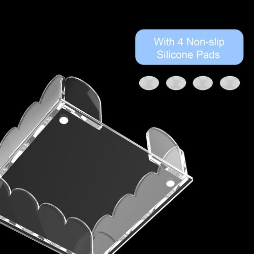 YAGELI Acrylic Napkin Holder for Cocktails – Clear Scalloped Tray and Dispenser for Kitchen, Dining, Bar – Organizes Flat Paper Towels & Disposable Napkins for Weddings, Home, Hotel（5.9x5.9in)