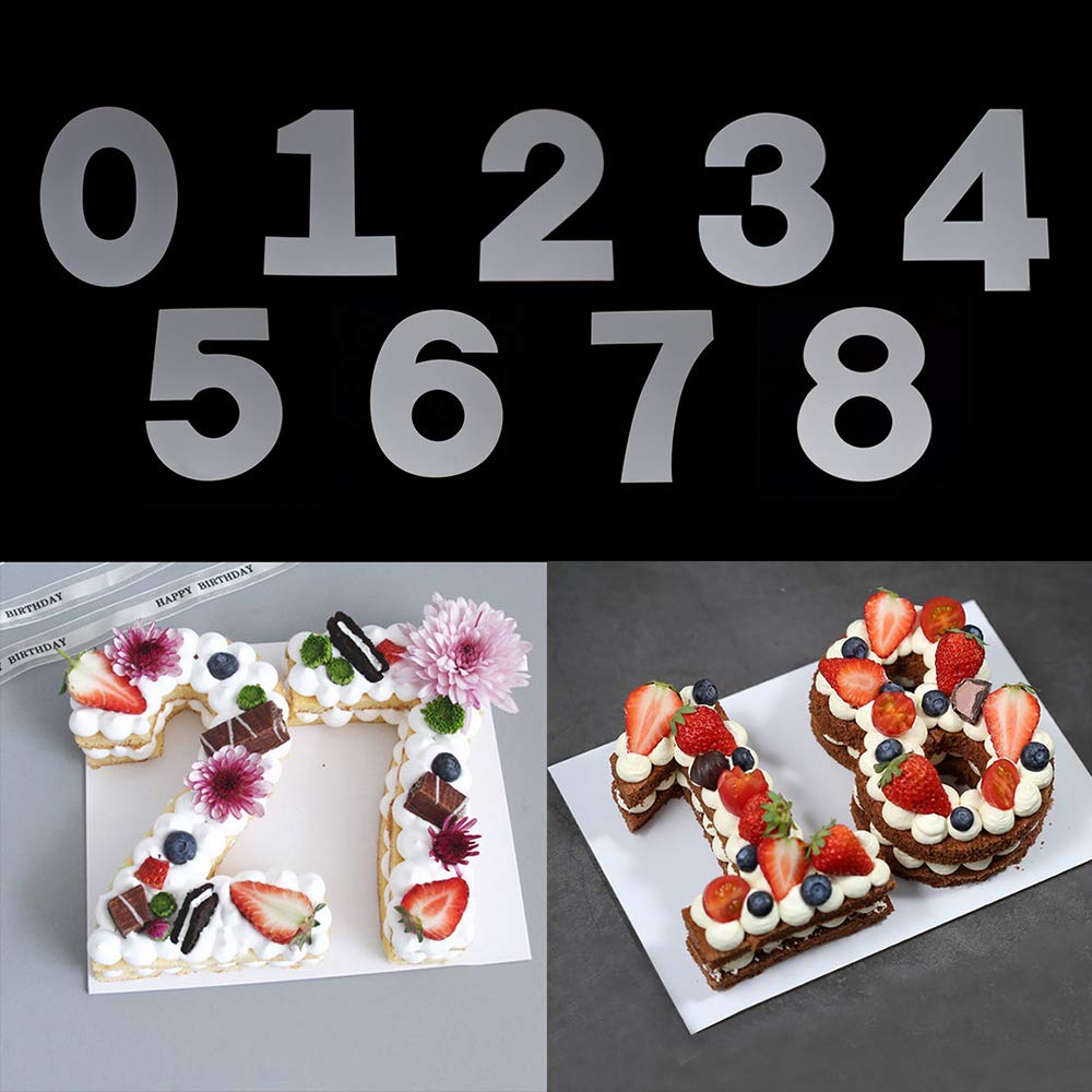 RAYNAG Cake Stencils (0-8 Number) Flat Plastic Mold Numerical Templates Cutting for DIY Cakes/Cookies -12 Inch
