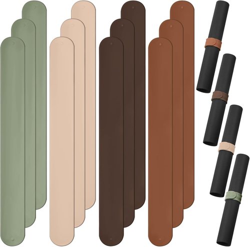Charniol Wrapping Paper Roll Holder - 12 Silicone-Covered Metal Strips for Organized Storage | Earth Color
