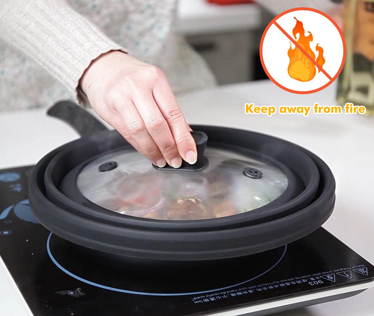 Microwave Splatter Cover And Tempered Strainer Lid with Heat Resistant Silicone