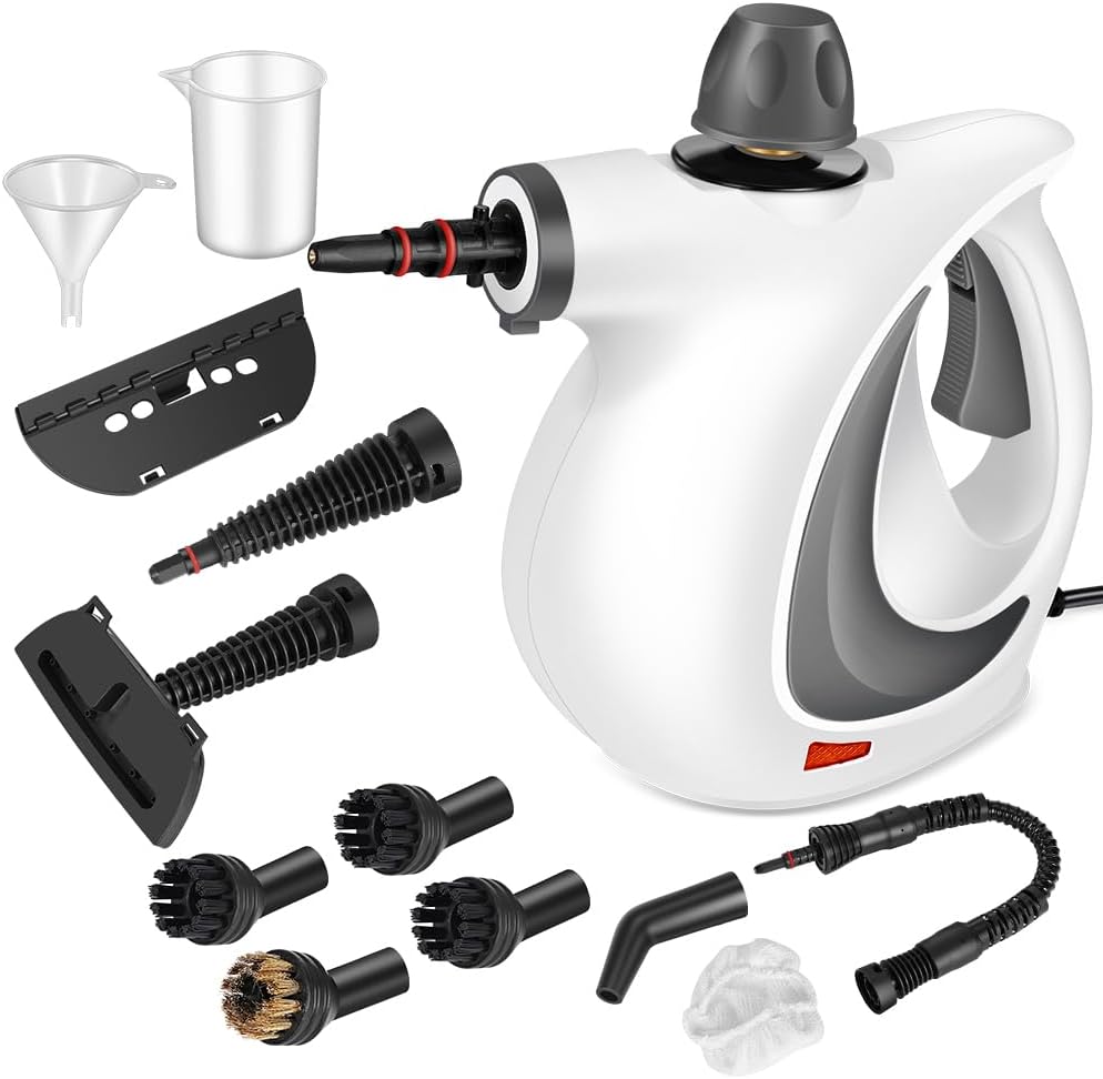 Skiennix Handheld Steam Cleaner - Powerful Pressurized Cleaning with 12 Accessories | Deep Gray