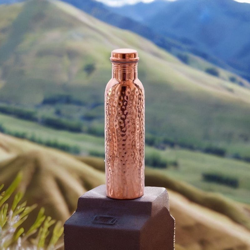 2activelife Hammered Design Pure Copper Water Bottle Seamless Leakproof Water Bottle For Home, Office, Hotel, Travelling and Gifting Drink More Water and Immediately Reap the Health - 33.81 Fl Oz