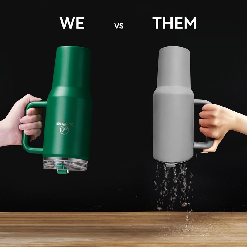 Gpeng 40 oz Stainless Steel Tumbler with Detachable Handle - Leakproof and Insulated Water Bottle, Versatile for Hot or Cold Drinks