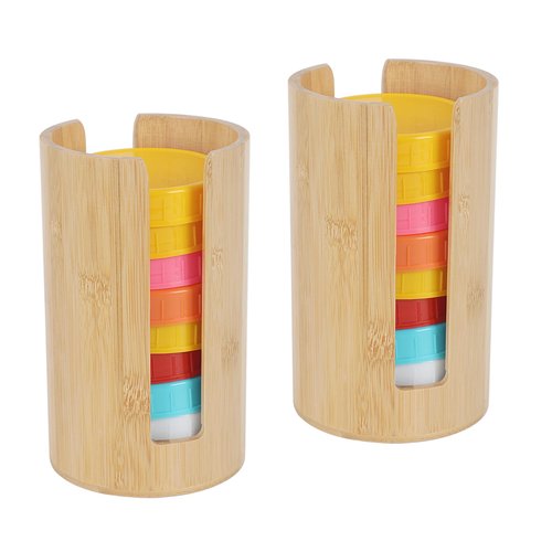 2 PCS Mason Jar Lid Organizer Vertical Mason Jar Lid Storage Bamboo Tumbler Lid Holder Cup Lid Organizer Suitable for Mason Lids/Canning Lids/Bamboo Lids Mason Jar Accessories (2 Wide)