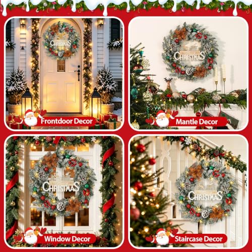 24 Inch Prelit Christmas Wreath with LED Lights – Battery Powered, Tenrry (Variation: 24inch)