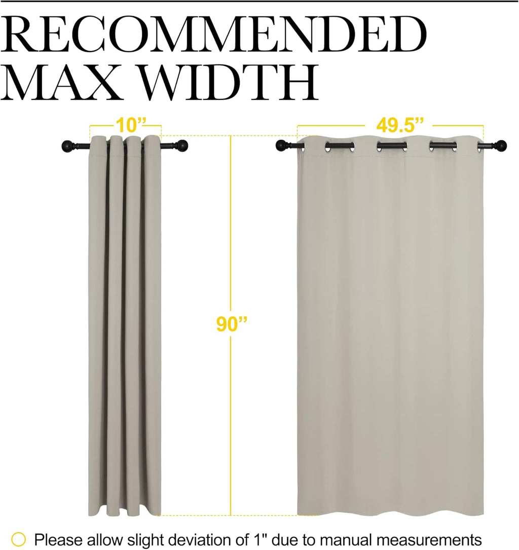NICETOWN Natural Room Darkening Curtains - 90" Long | Total Privacy Drape Panels for Boho Farmhouse Decor (Set of 2, 55" Wide)