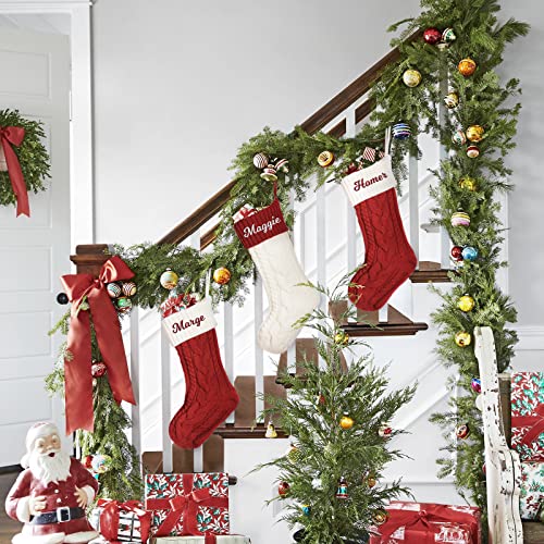 Personalized Christmas Stocking - 18 Inch Custom Embroidered Knit Stocking
