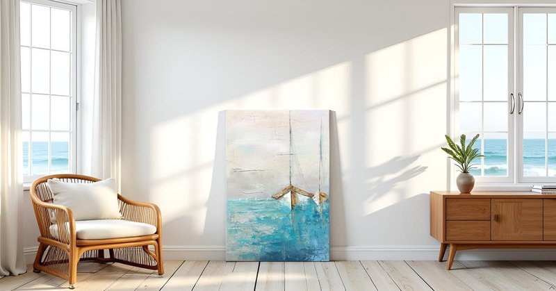 Yihui Arts Hand Painted Textured Coastal Sailboats with Gold Foil Accents Wall Art
