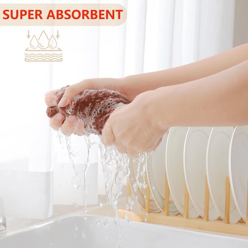 Homaxy 100% Cotton Dish Cloths - Ultra Soft, Absorbent & Quick Drying | 12 x 12 Inches, 6-Pack, Rust