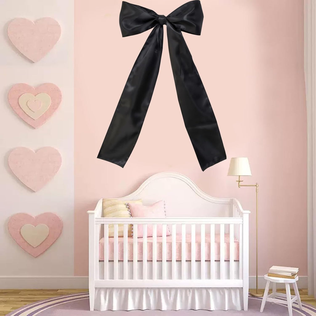Skiennix Large Black Bow Birthday Decorations - Satin Ribbon Party Decor for Home & Events