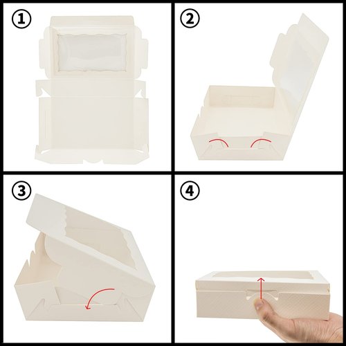 Capkyke 20pcs 8x5x2 Inch White Bakery Boxes Cookie Boxes with Window Treat Boxes Dessert boxes for Cookie,Pastry,Macaron,Donut,Muffins,Chocolate,Cupcake and Candy Gift Giving