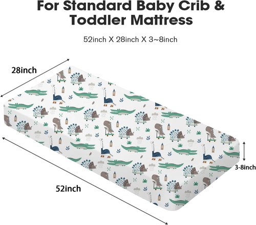 Little Grape Land Crib Sheets - Super Soft 4-Pack for Boys & Girls | Neutral Truck & Alligator Designs