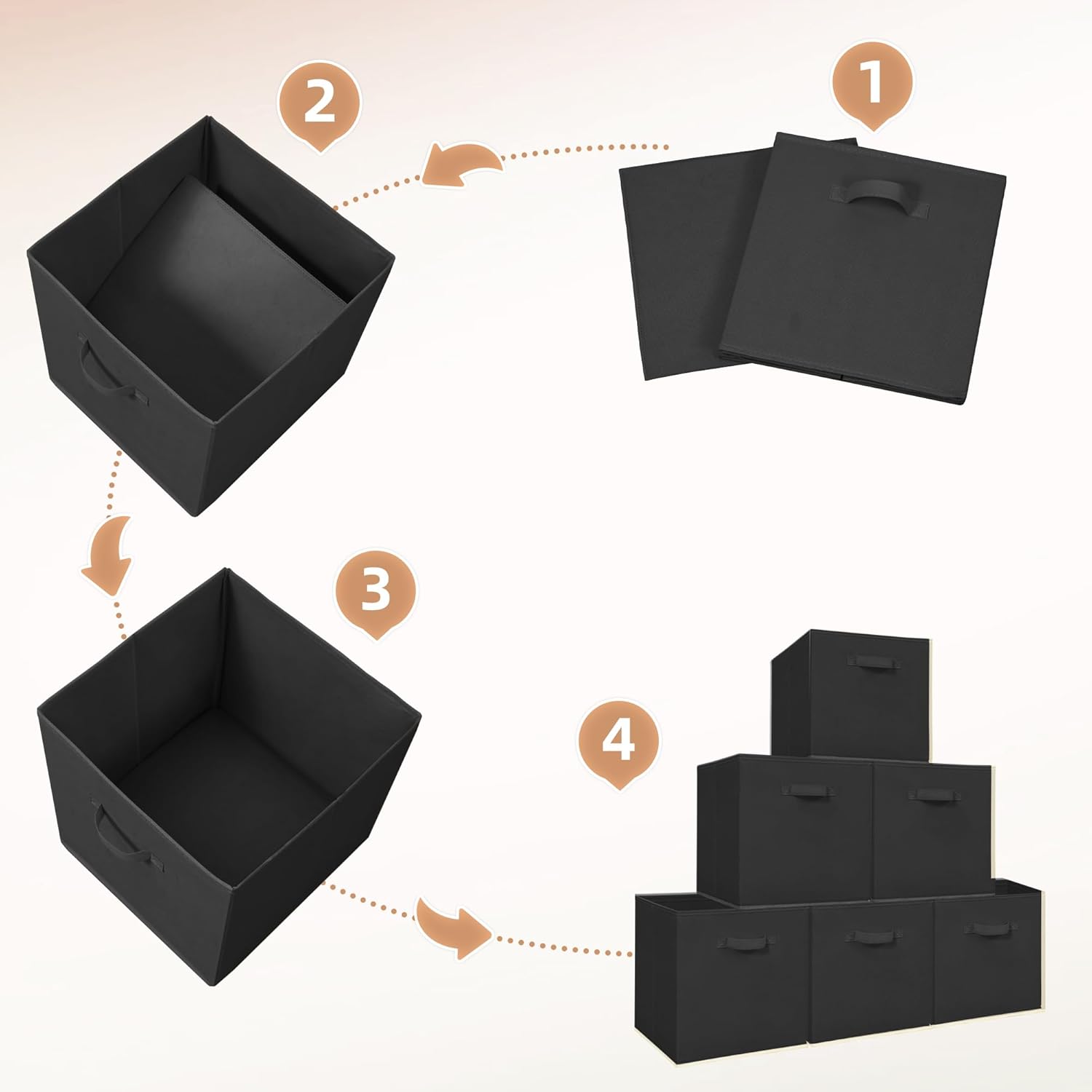 Storage Maniac 13-Inch Collapsible Storage Cubes - Durable Fabric Bins for Organization | 10-Pack Black