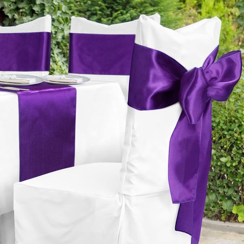Babenest Satin Chair Sashes - 30 Pcs Upgraded Ties & Ribbons for Weddings, Parties & Events | Purple