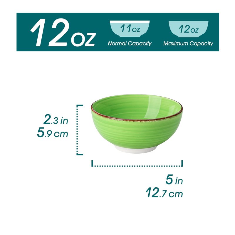 vancasso Bonita 12 Oz Small Bowls Set of 6, Ceramic Mini Dessert & Dipping Dishes, 5" Kids Bowls for Dip and Snacks, Microwave Safe Multicolor