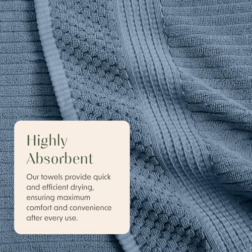 6-Piece 100% Cotton Towel Set, Textured Absorbent Bathroom Towels
