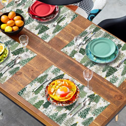 Green Christmas Tree Placemats Set of 4, 12x18 Inch – Wnoesat, Xmas Tree Pattern