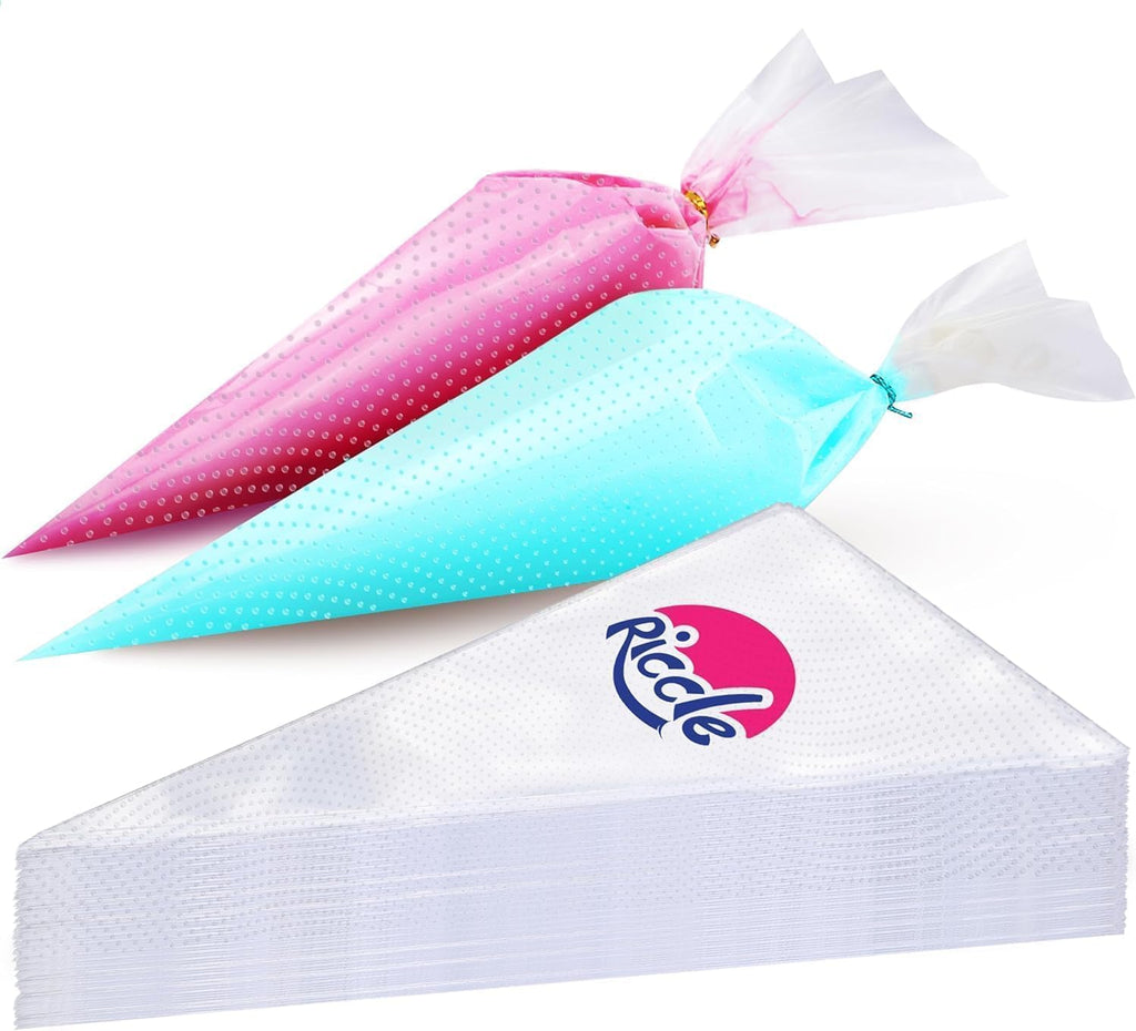 Riccle Extra Large 24-Inch Piping Bags - 100 Count Textured Disposable Pastry Bags for Icing & Frosting