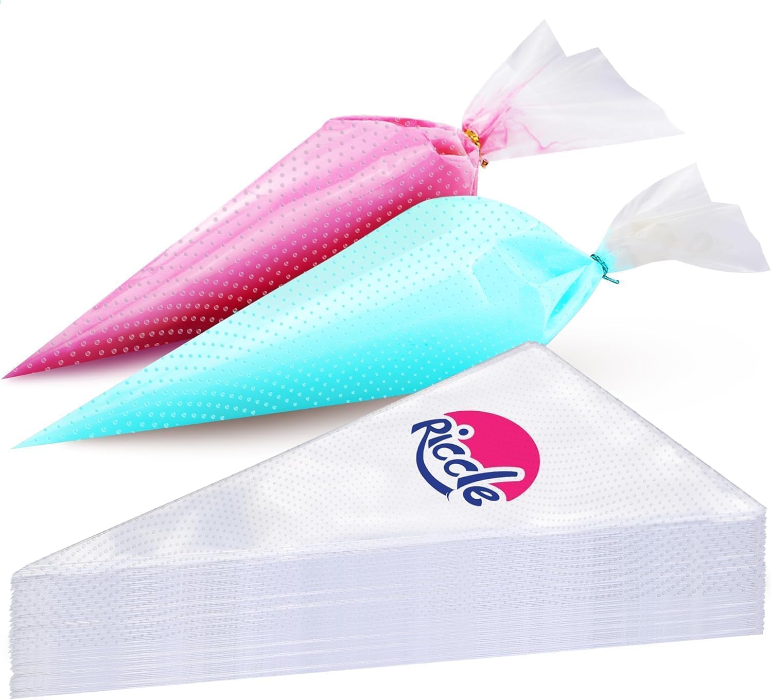 Riccle Extra Large 24-Inch Piping Bags - 100 Count Textured Disposable Pastry Bags for Icing & Frosting