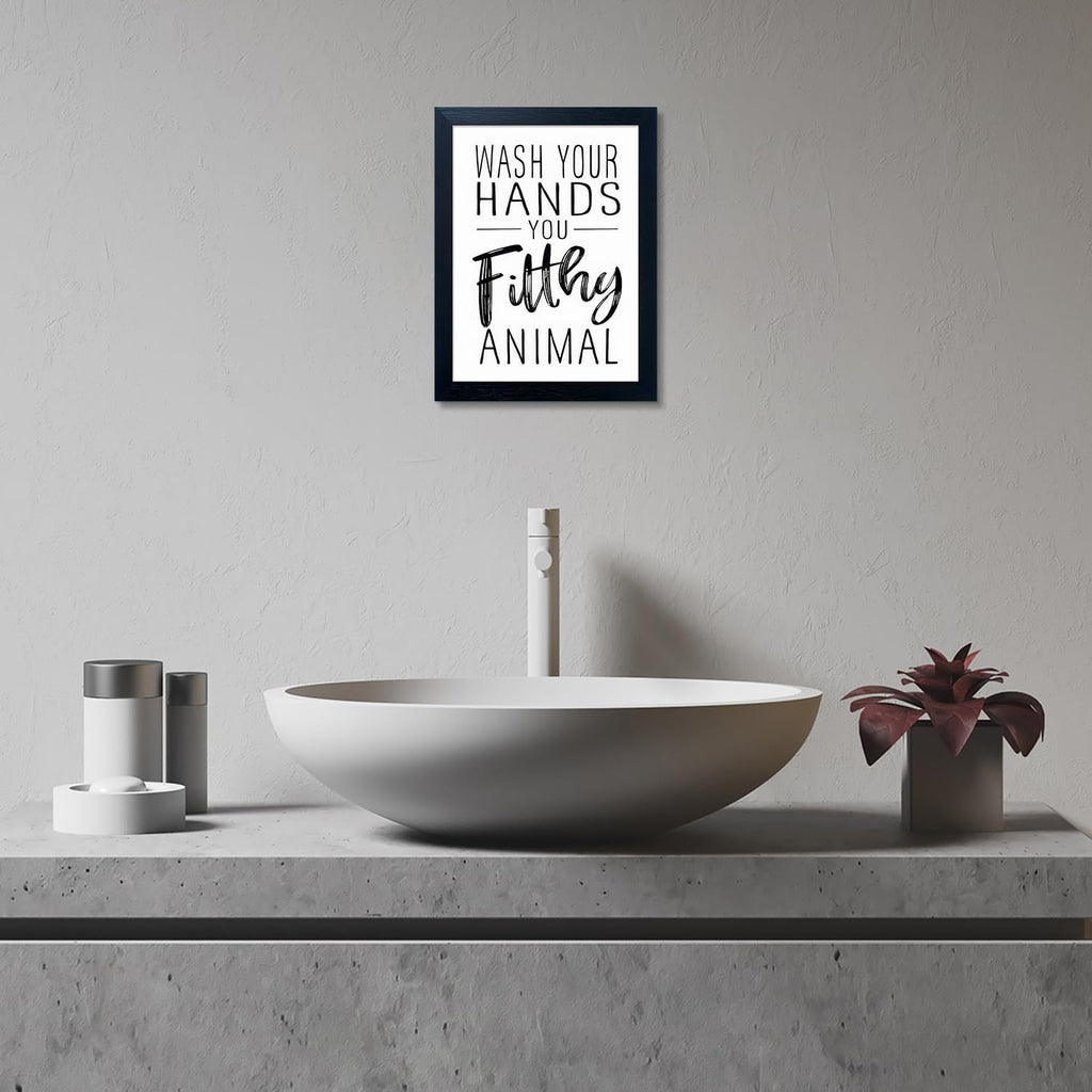 Regine Switzerland Black and White Bathroom Decor - Framed Canvas Art for Kids' Washroom