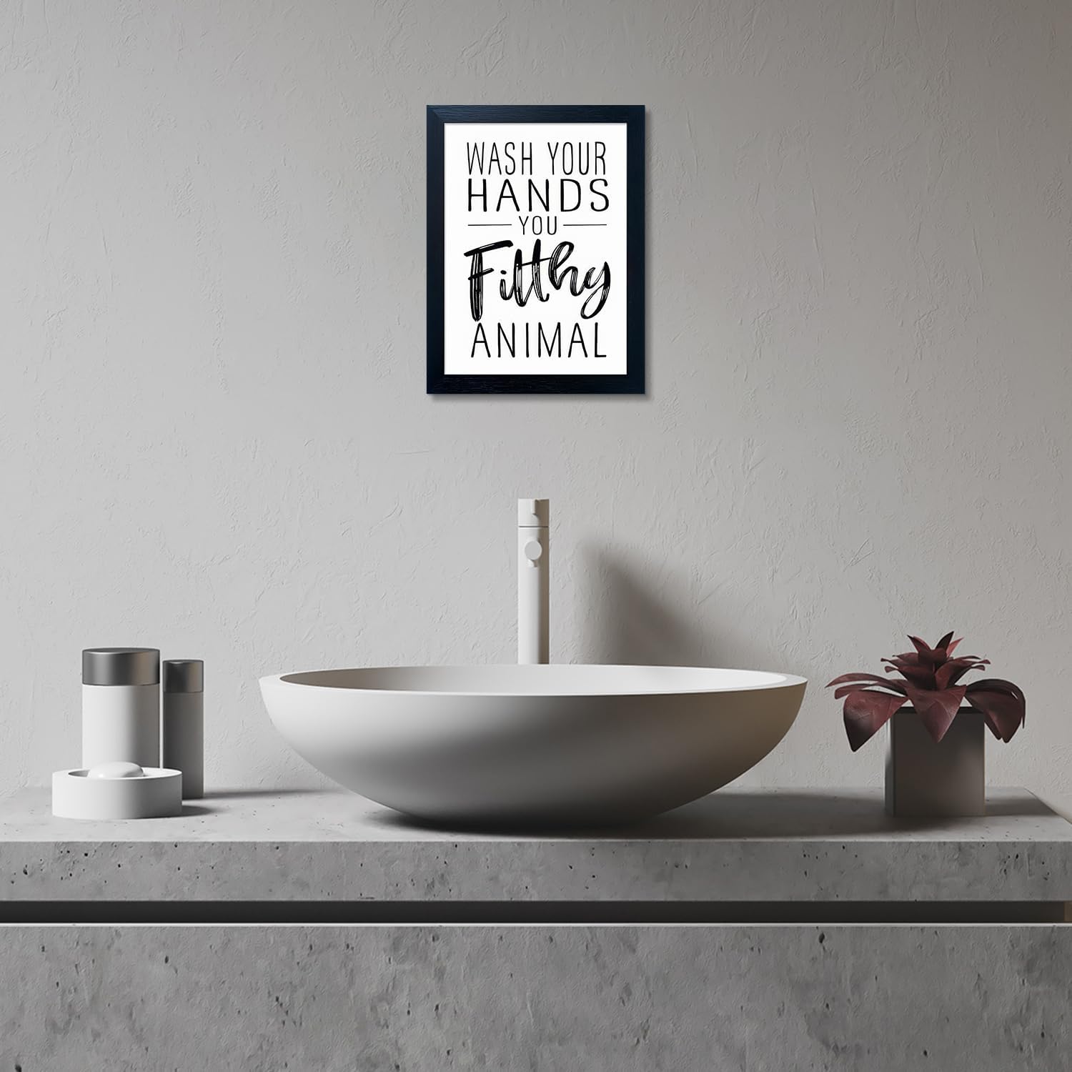 Regine Switzerland Black and White Bathroom Decor - Framed Canvas Art for Kids' Washroom