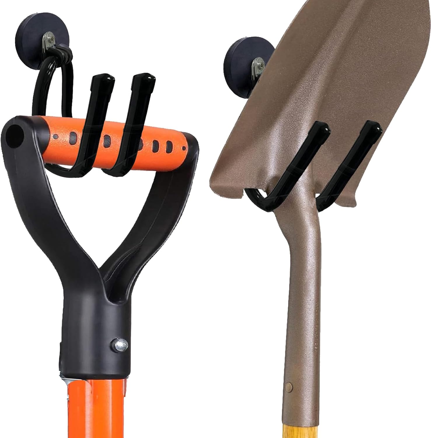 Pmsanzay Magnetic Garage Storage Hooks - Heavy Duty Rubber-Coated Organizers for Tools | 2 Pack (Black)