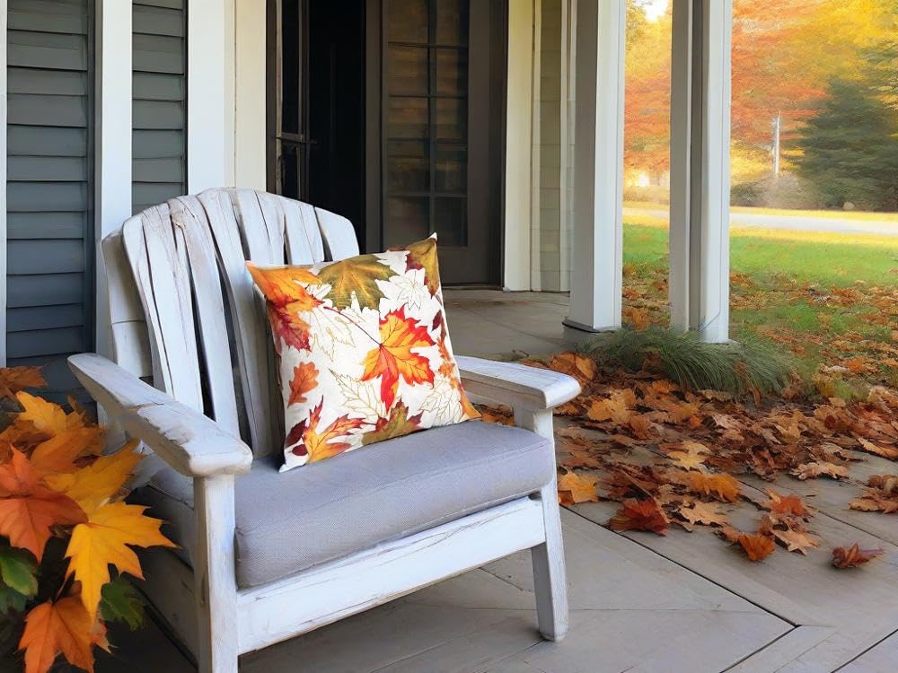 Treasborn Fall Pillow Covers 18x18 Set of 2 Maple Leaf Pillow Case Autumn Decoration for Home Outdoor Square Soft Throw Pillow Cover