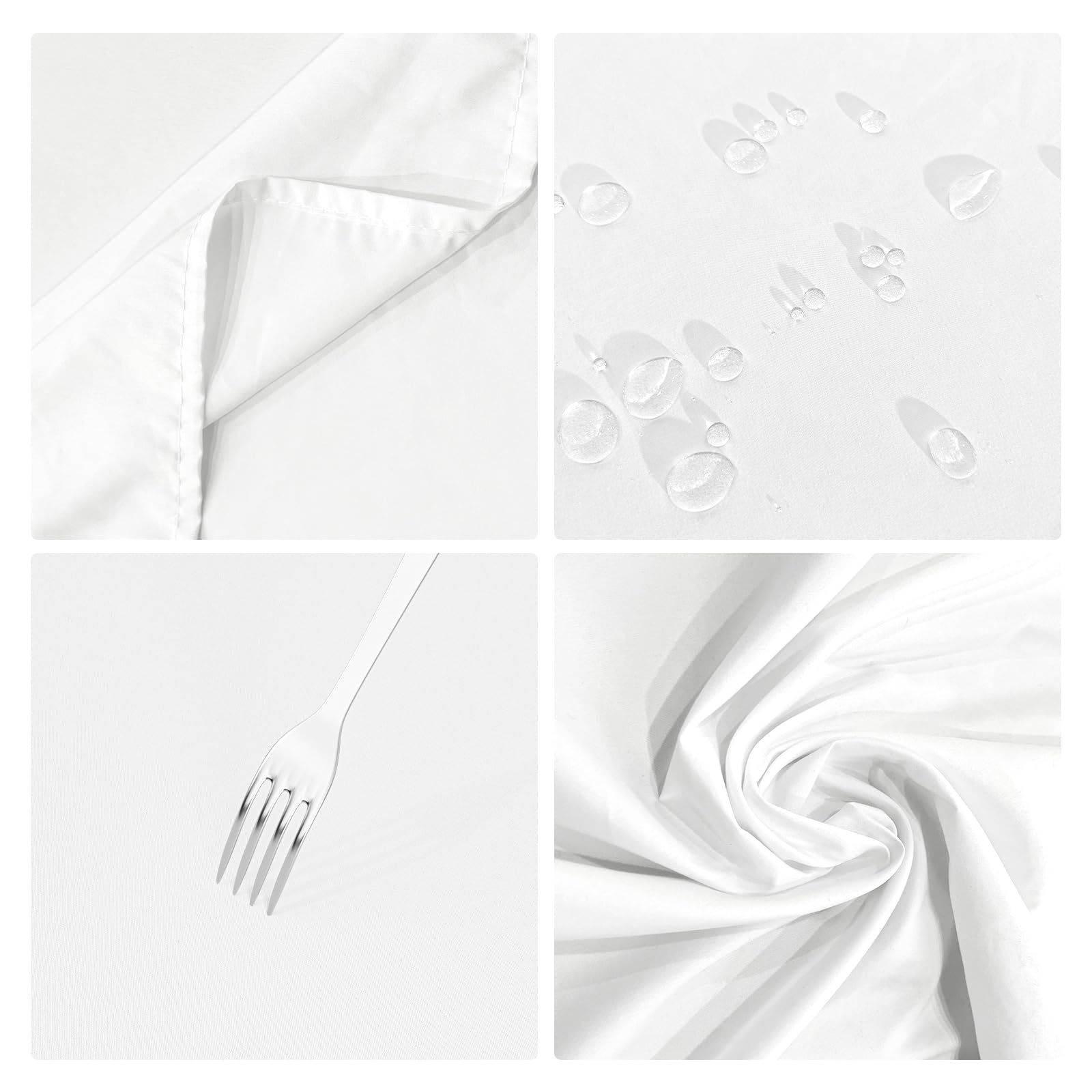 IVAPUPU 6 Pcs White Table Cloth for Rectangle Table - 60 x 84 Inch Tablecloths Rectangular Cloths Waterproof Washable Wrinkle Resistant for 6 FT Wedding Cocktail Party