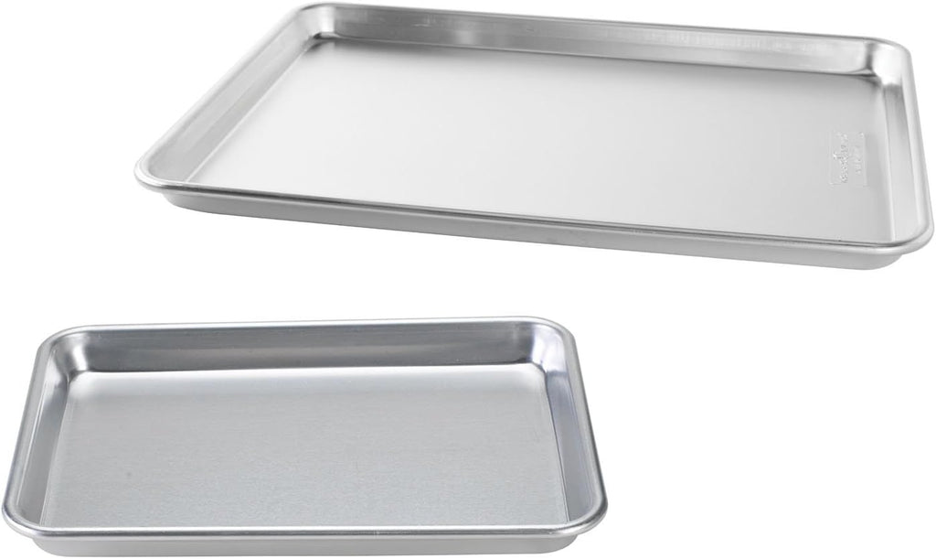 Nordic Ware Naturals Baking Set - Half & Quarter Sheet Pans Made in USA | Durable Aluminum with Steel Rim