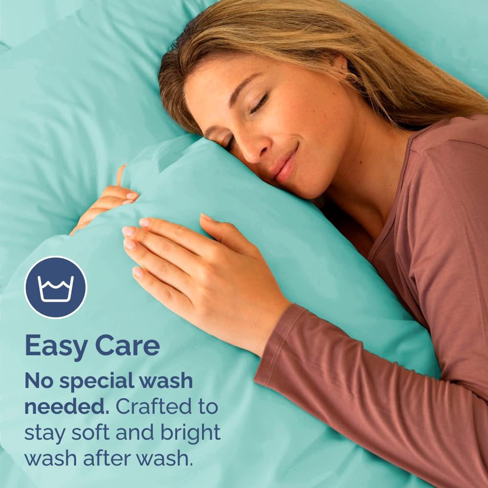 Skiennix Body Pillowcases Set of 4 | Soft & Breathable 20x54 Pillow Covers for Side Sleepers - Spa Blue