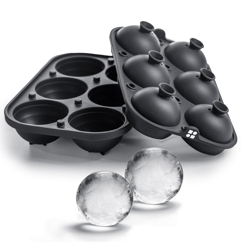 Ice Cube Molds – Large Silicone Ice & Sphere Mold Combo with Built-In Easy-Fill Funnel 2-Inch Round & Square Whiskey Ice Molds for Cocktails & Bourbon