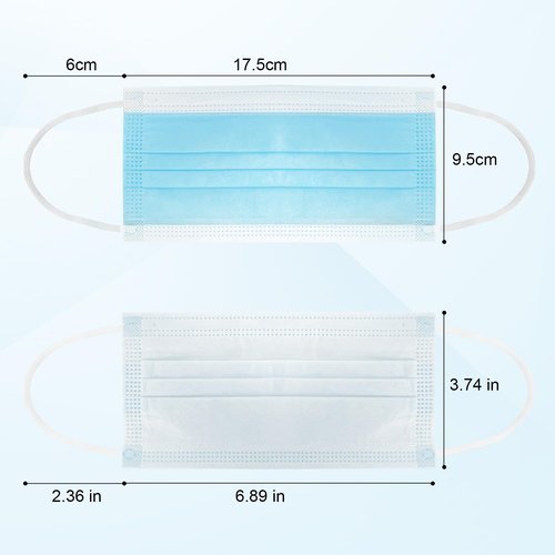 DR.MOXA 1000 Pack Disposable Medical Face Masks Breathable(10 Boxes, 100pcs/Box) 3 Ply Masks for Protection Blue
