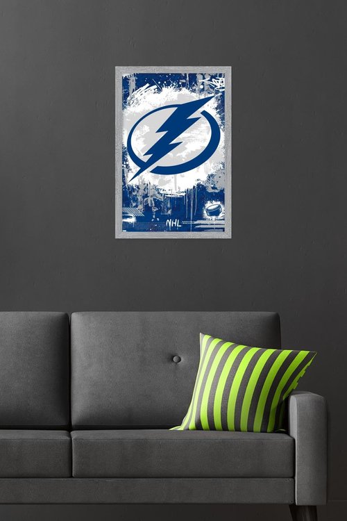 Trends International NHL Tampa Bay Lightning - Maximalist Logo 23 Wall Poster, 22.4L x 14.7W, Gray Framed Version