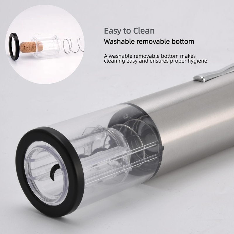 Saraudy Electric Wine Opener Set, Rechargeable With 2 Vacuum Stoppers, Foil Cutter, Battery-Powered Corkscrew - Wine Lovers Present