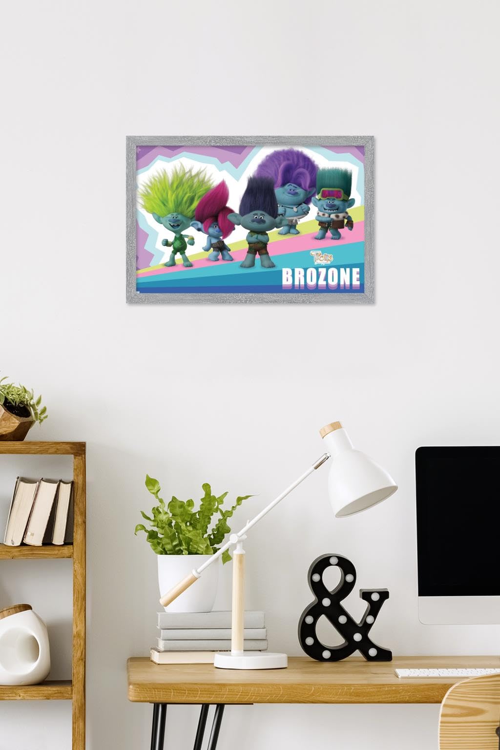 Trends International Trolls: Band Together - Brozone Wall Poster, 22.4L x 14.7W, Gray Framed Version