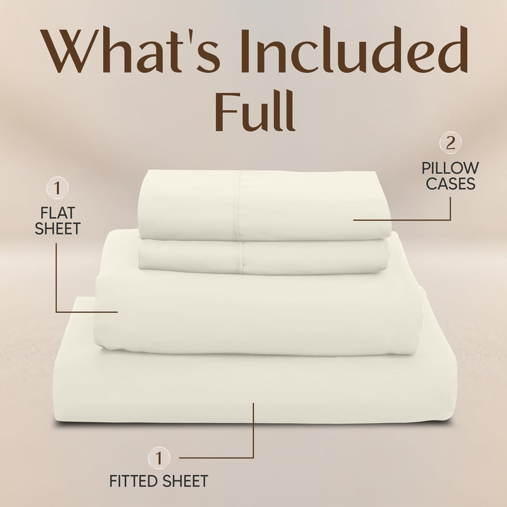 Utopia Bedding Full Size Sheet Set - Soft, Breathable Microfiber | 4-Piece Ivory Bed Sheets