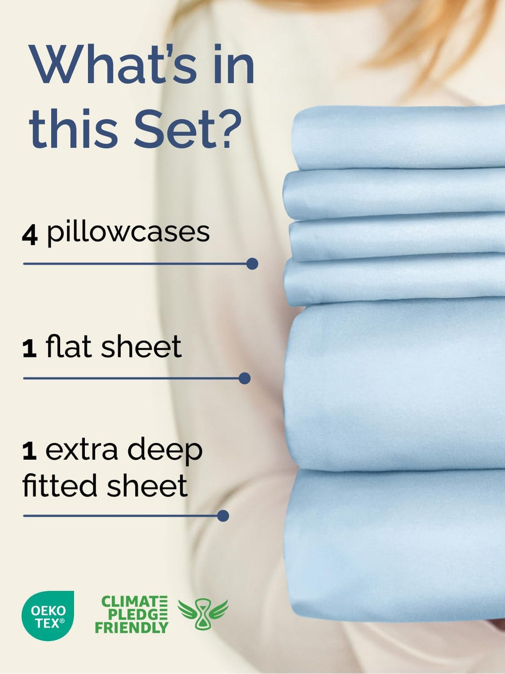 Skiennix Extra Deep King Sheet Set - 6 Piece Breathable Cooling Bedding - Soft Wrinkle-Free Light Blue