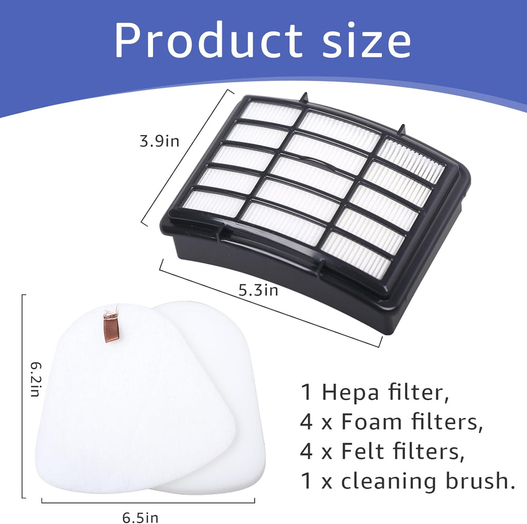 Shark Vacuum Filter Replacement - 1 HEPA + 4 Foam & Felt Filters for NV350 Series | Compatible Parts XFF350, XHF350