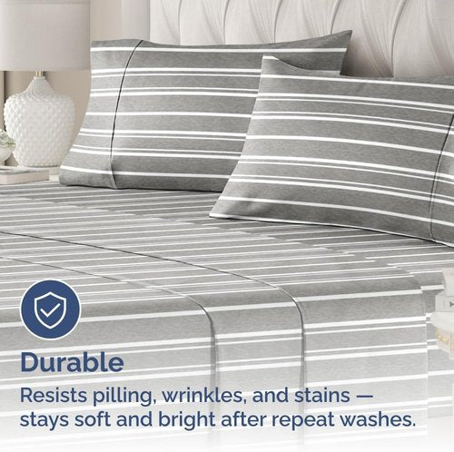 King Standard Pillow Cases - Ultra-Soft Hotel Quality Covers | Fade-Free & Wrinkle Resistant - Set of 2 - Grey Stripes