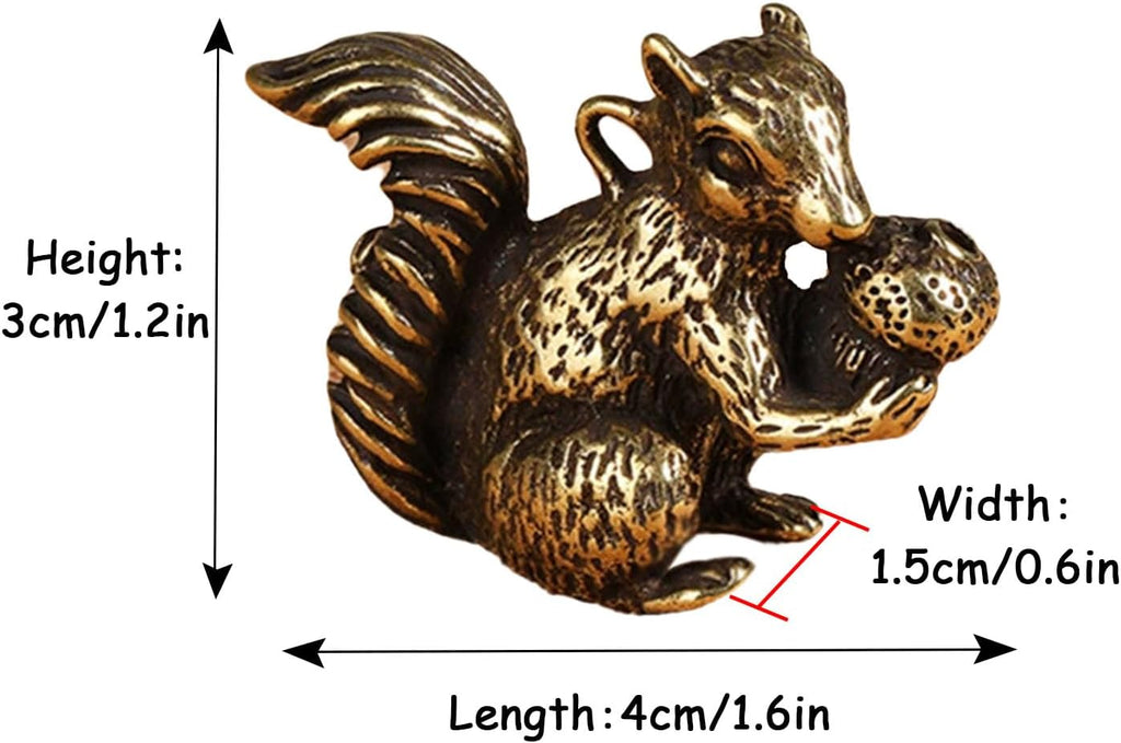 Skiennix Brass Squirrel Figurines - Antique Bronze Desk Decor | 2pcs Small Incense Holders (1.6x1.2x0.6in)