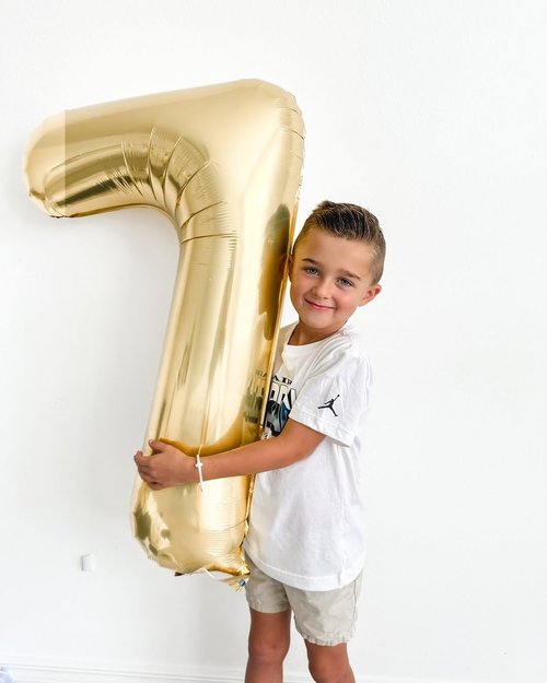 Champagne Gold 7 Balloon - 40 Inch Number Balloon for 7th Birthday Decorations | Light Gold Party Decor for Girls