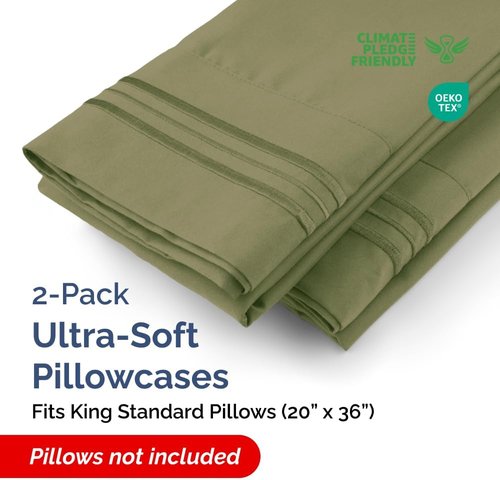 King Standard Pillow Cases - Soft Hotel Quality, Wrinkle Resistant, Machine Washable - 2 Piece Set in Sage Green