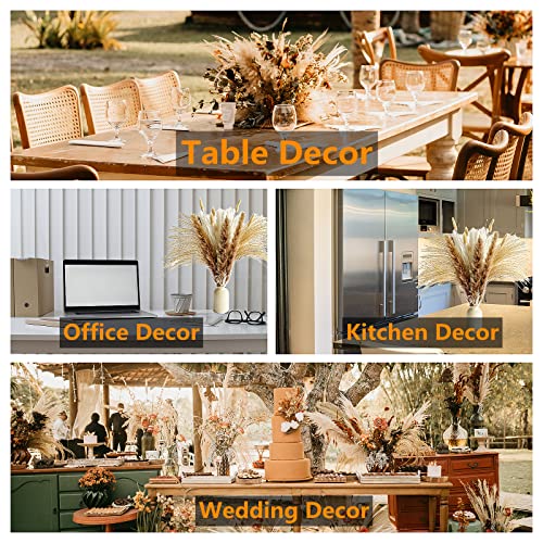 100 Pcs Dried Pampas Grass Decor - 17 Inch Small Boho Bouquet (Brown & White)