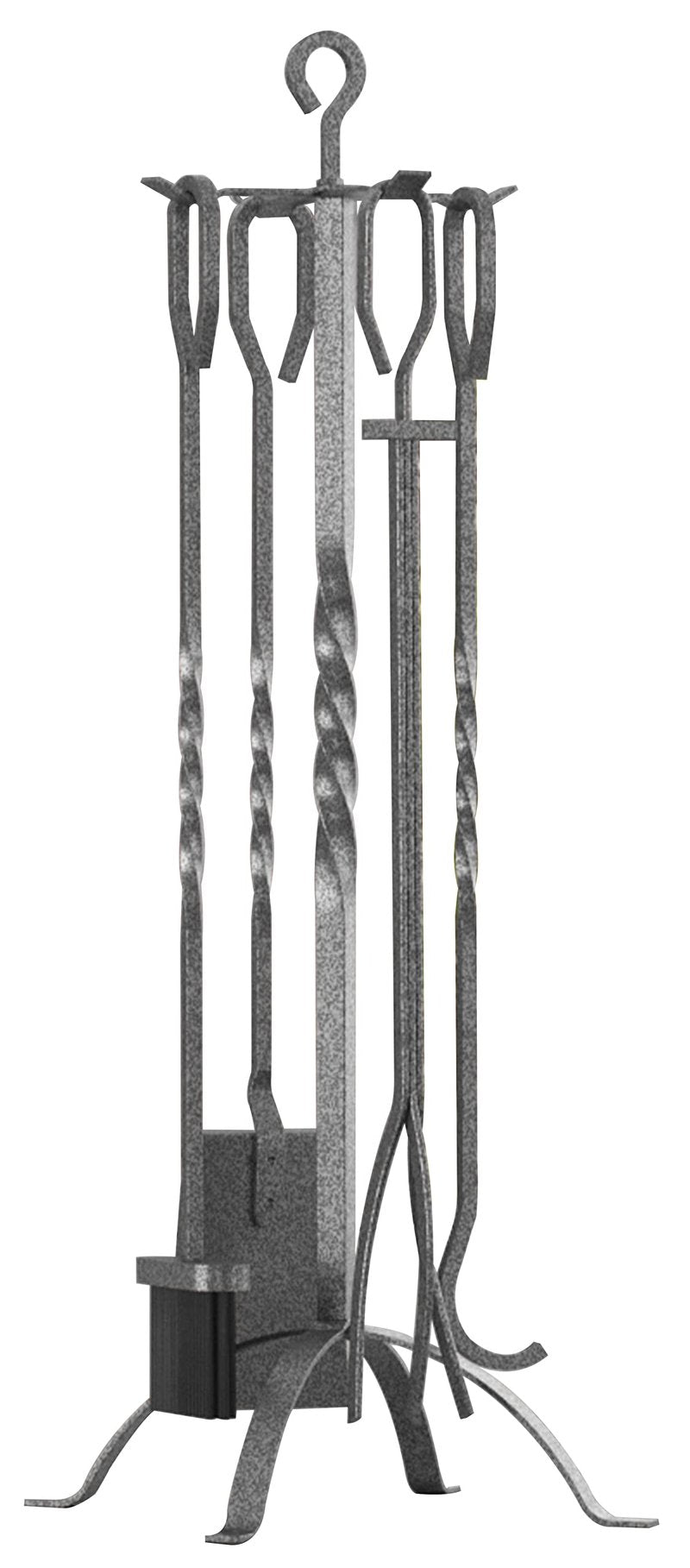 Fire Beauty 5 Pieces Fireplace Tools Sets Fireplace Accessories Tools Holder with Handles Tools for Indoor Fireplace Decor Outdoor Fire Pit Modern Tool(Pewter)