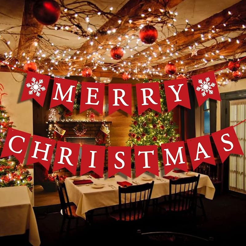 Merry Christmas Banner for Fireplace Mantel – Indoor Wall Decor, Reusable Letters
