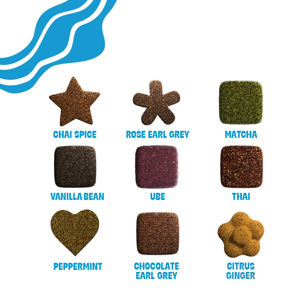 Tea Drops Gift Set | Organic Dissolvable Loose Leaf Tea | Microplastic-Free | Chai Spice Chocolate Earl Grey Citrus Ginger Rose Matcha Peppermint Ube Vanilla Bean Thai | 9 Sampler Assortment - 1 Per Flavor