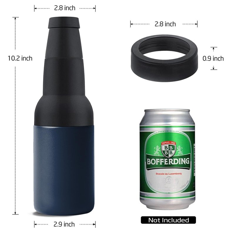 Stepstall Beer Gifts for Men - Beer Bottle Cooler with Opener, 12 oz. Slim Can Insulator (Navy Blue)